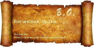 Barancsek Opika névjegykártya